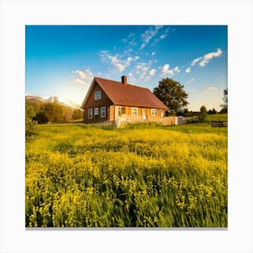 Firefly Cozy House In A Blooming Meadow 73580 (2) Canvas Print