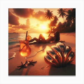 Sunset On The Beach Canvas Print