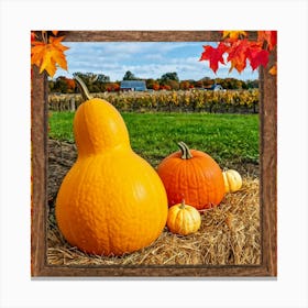 Pumpkins In Hay Canvas Print