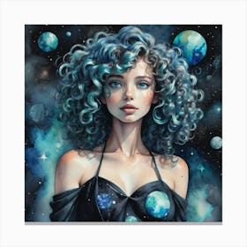 Girl In Space 3 Canvas Print