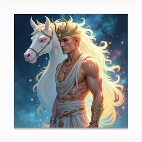 Majestic Prince With Watercolor Dazzling Aurora 1 Canvas Print