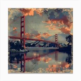 Golden Gate Bridge, retro collage Canvas Print