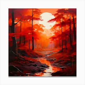 Sunset In The Forest Canvas Print