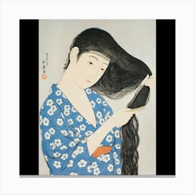 Woman Combing Her Hair Canvas Print