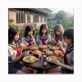 Asian Girls Eating 1 Canvas Print