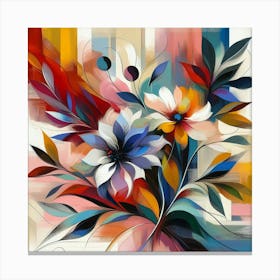Abstract Floral Composition With Bold Brushstrokes And Vivid Colors, Style Abstract Expressionism 2 Canvas Print