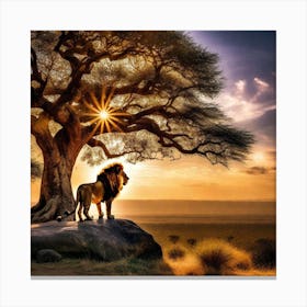 Lion Under The Tree 27 Canvas Print