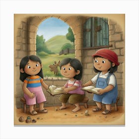 dibuja el cuento de los 3 chanchitos Canvas Print