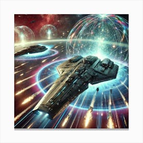 A Futuristic Sci Fi Scene Focusing On Guardian Class Cruisers Shields Canvas Print