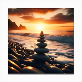 Balancing Stone at sunset 1 Canvas Print