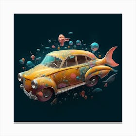 Old Car In The Sea Canvas Print