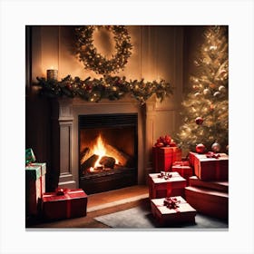 Christmas Tree And Presents 4 Canvas Print