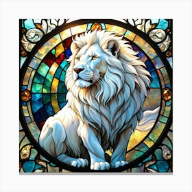 Lion In Stained Glass Canvas Print
