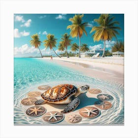 Turtle On The Beach Canvas Print