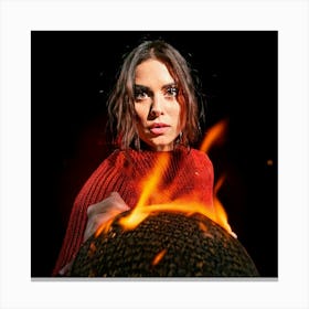 Firefly Portrait, Woman, Strong, Big Eyes, Staring, Firmly, Lens, Scarlet, Flame, Intense, Captivati (1) Canvas Print