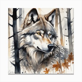 Wolf In The Woods 73 Canvas Print