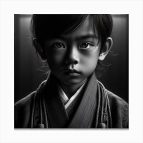 Black And White Portrait Of A Child Canvas Print
