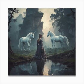 Unicorns In The Forest 7 Canvas Print