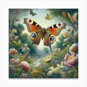 Butterfly In The Garden 2 Canvas Print