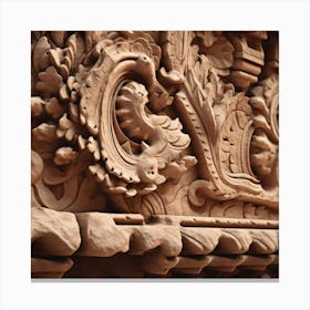 Carvings On A Temple Canvas Print