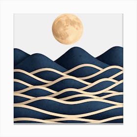 Moon And Waves 70 Canvas Print