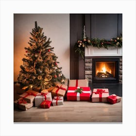 Christmas Tree With Presents 18 Canvas Print