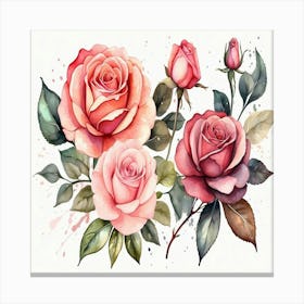 Watercolor Roses Canvas Print