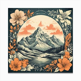 Mountain Landscape With Flowers 1 Canvas Print