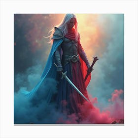 Soul Warrior In A Colorful Watercolor Mist, Dark And Vivid 1 Canvas Print