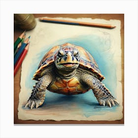 Turtle Drawing 17 Canvas Print