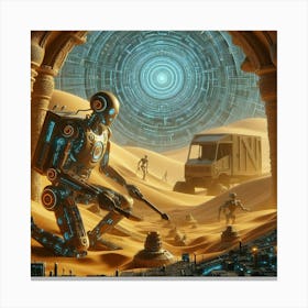 Robots In The Desert 6 Canvas Print