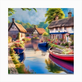 Village By The Canal Canvas Print