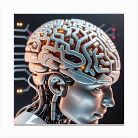 Human Brain With Artificial Intelligence Canvas Print