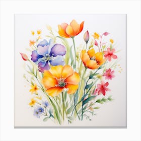 Colorful Watercolor Flowers Canvas Print