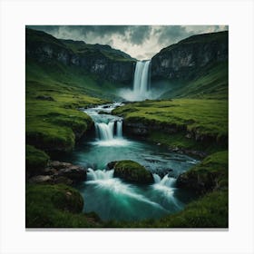 Waterfall In Iceland Canvas Print