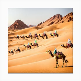 Camels In The Desert Canvas Print