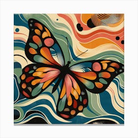 Colourful Block Print Butterfly Abstract VI Canvas Print