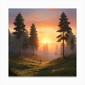 Sunset In The Forest Canvas Print