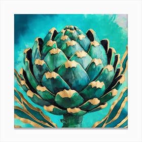 Grafit A Akvarel Paintingartichoke Turquoise Ba (1) Canvas Print