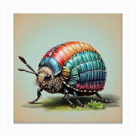 Colorful Insect Illustration Pill Bug 16 Art Print 2 Canvas Print