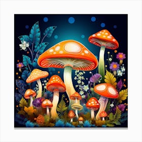 Mushrooms And Flowers 42 Canvas Print