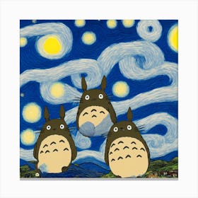 Totoro Starry Night Canvas Print