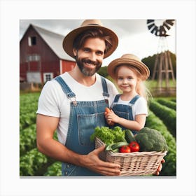 Happy Family On The Farm 1 Canvas Print