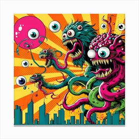 Monsters In The City Canvas Print