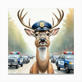 Deer Police Officer 3 Canvas Print