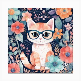 Cat In Glasses Canvas Print