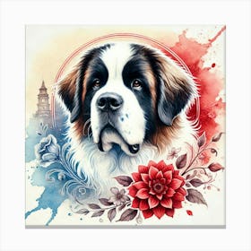 Watercolor Saint Bernard 2 Canvas Print