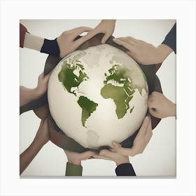 Unity, hands holding the globe Canvas Print