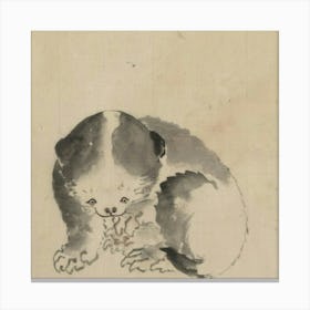 Japanese Arta Cat Cleaning Its Claws (1830 1850) Canvas Print