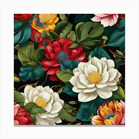 Lotus Flower Seamless Pattern Canvas Print